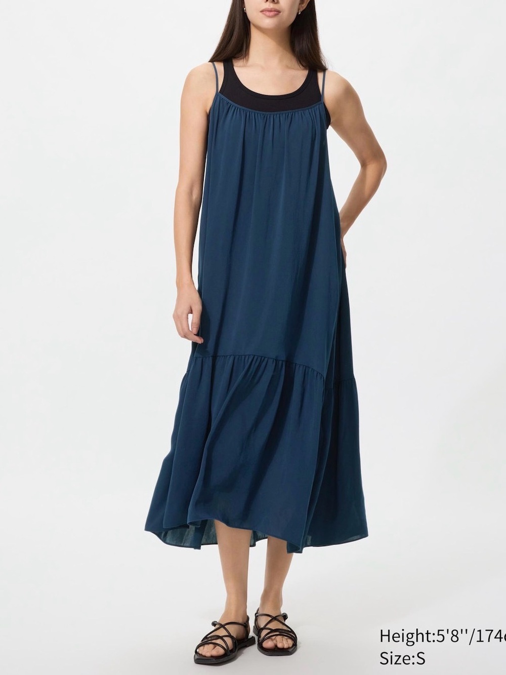 Uniqlo Navy Spaghetti-Strap Maxi Dress